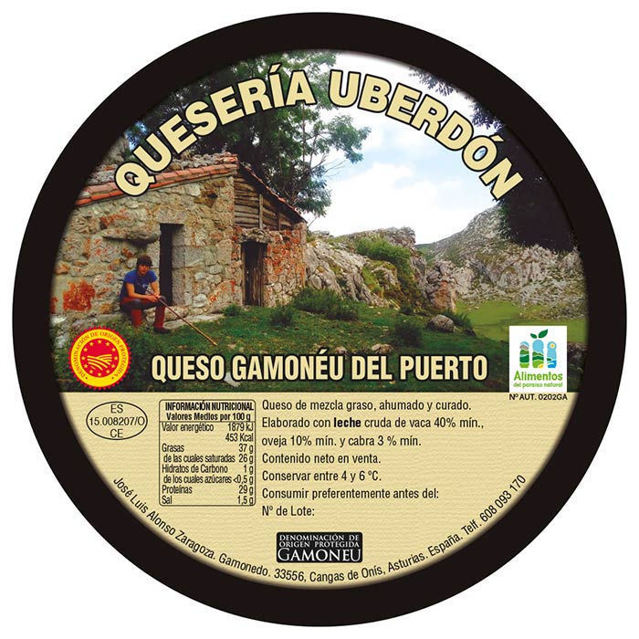 Etiqueta Quesería Uberdón de gamonéu del puertu