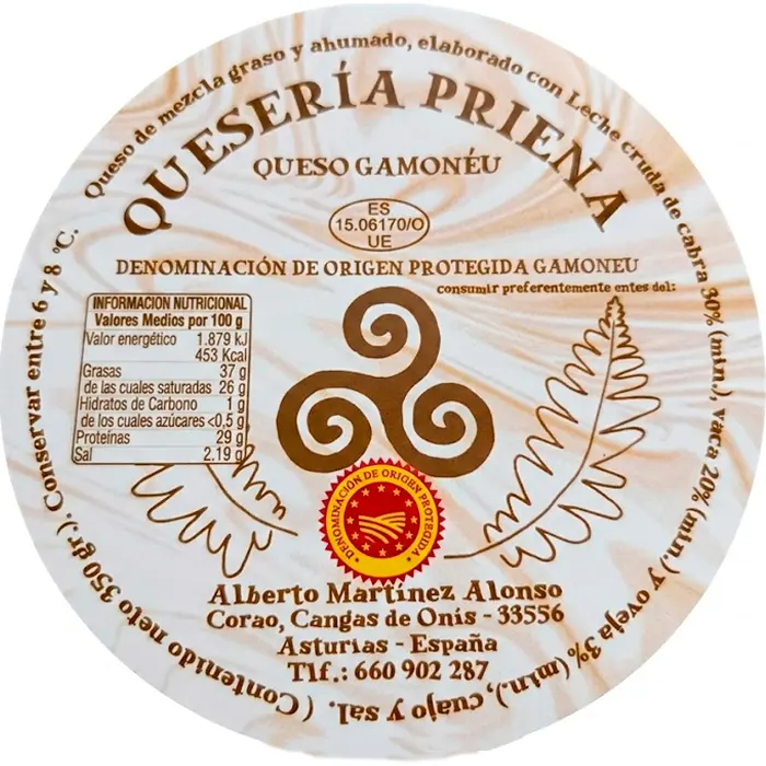 Etiqueta de la quesería Priena