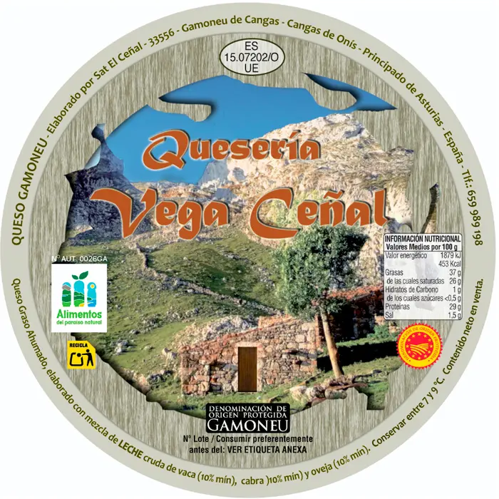 Etiqueta de la quesería Vega Ceñal