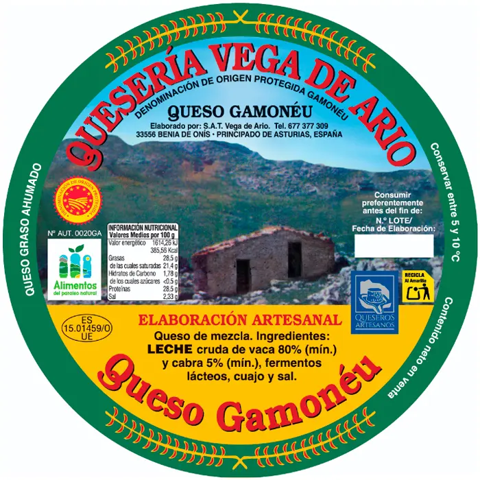 Etiqueta de la quesería Vega de Ario