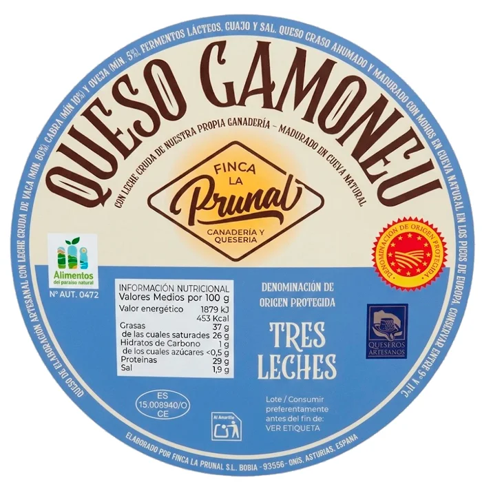 Etiqueta de queso gamonéu de Finca La Prunal