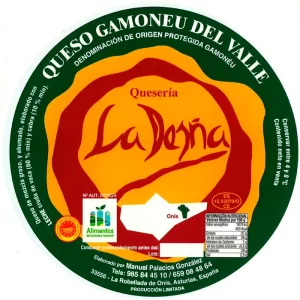 Etiqueta de la quesería La Desña de queso gamonéu